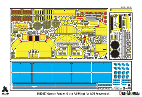 DEFモデル DE35027 1/35 WWII パンサーG型後期型 エッチングパーツセット (各社対応)