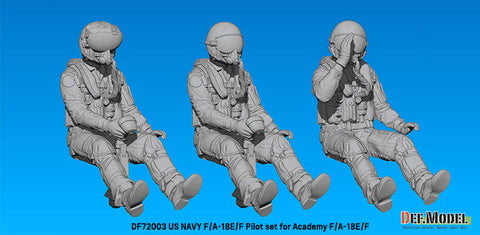 DEFモデル DF72003 1/72 アメリカ海軍 F/A-18E/F パイロットセット(3体) (アカデミー用)