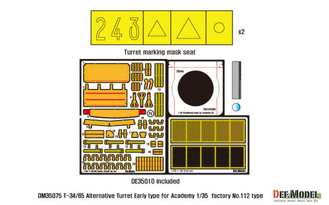 DEFモデル DM35075 1/35 T-34/85 8分割ターレットコンバージョンセット (アカデミー T-34/85 No.112工場用)
