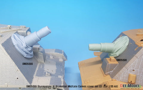 DEFモデル DM35099 1/35 IV号突撃砲戦車 ブルムベア 中後期型 主砲キャンバスカバーセット 2 ハイアングル
