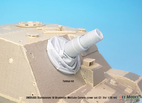 DEFモデル DM35099 1/35 IV号突撃砲戦車 ブルムベア 中後期型 主砲キャンバスカバーセット 2 ハイアングル