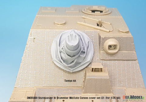 DEFモデル DM35099 1/35 IV号突撃砲戦車 ブルムベア 中後期型 主砲キャンバスカバーセット 2 ハイアングル