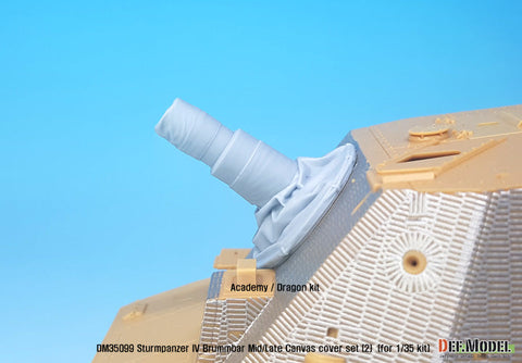 DEFモデル DM35099 1/35 IV号突撃砲戦車 ブルムベア 中後期型 主砲キャンバスカバーセット 2 ハイアングル
