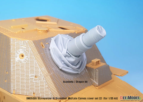 DEFモデル DM35099 1/35 IV号突撃砲戦車 ブルムベア 中後期型 主砲キャンバスカバーセット 2 ハイアングル