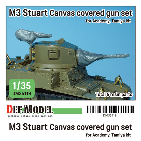 DEFモデル DM35119 1/35 WWII アメリカ M3 スチュアート キャンバスカバーで覆われた砲身セット (アカデミー/ タミヤ用)