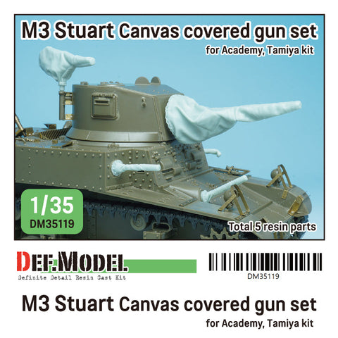 DEFモデル DM35119 1/35 WWII アメリカ M3 スチュアート キャンバスカバーで覆われた砲身セット (アカデミー/ タミヤ用)