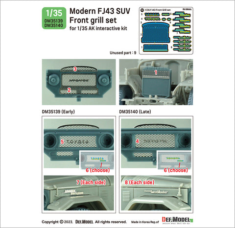 DEFモデル DM35139 1/35 FJ43 ランドクルーザー グリルセット(1用) 初期型 (AKインタラクティブ用)
