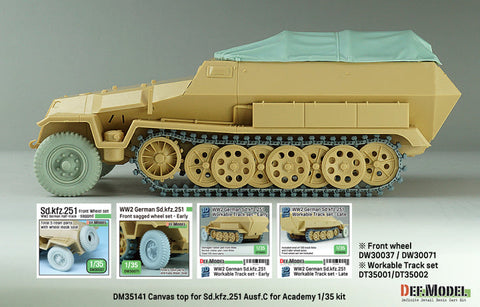 DEFモデル DM35141 1/35 WWII ドイツ Sd.kfz.251 Ausf.C キャンバストップセット (アカデミー/ 他キット)