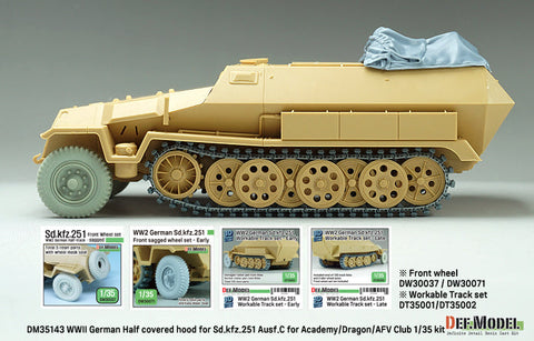 DEFモデル DM35143 1/35 WWII ドイツ Sd.kfz.251 Ausf.C キャンバスカバー 半開状態(アカデミー/ ドラゴン/ AFVクラブ用)