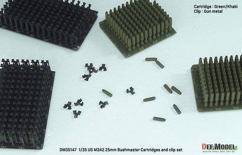 DEFモデル DM35147 1/35 アメリカ M242 25mm ブッシュマスター用薬莢&クリップ (各200個)(各社 M2/M3 LAV-25 APC用)