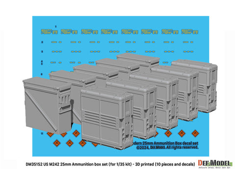 DEFモデル DM35152 1/35 アメリカ M242 ブッシュマスター 弾薬箱セット (10個,デカール付き)