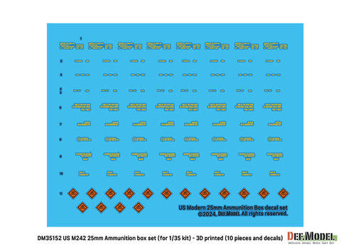 DEFモデル DM35152 1/35 アメリカ M242 ブッシュマスター 弾薬箱セット (10個,デカール付き)