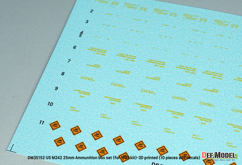 DEFモデル DM35152 1/35 アメリカ M242 ブッシュマスター 弾薬箱セット (10個,デカール付き)