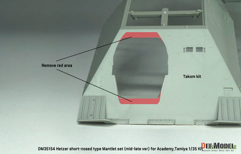 DEFモデル DM35154 1/35 ドイツ ヘッツァー 中期/後期型用 ショートタイプ防盾/砲身セット(アカデミー/ タミヤ/タコム用)
