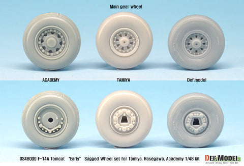 DEFモデル DS48009 1/48 F-14A トムキャット 初期型自重変形タイヤセット(タミヤ/ハセガワ用)
