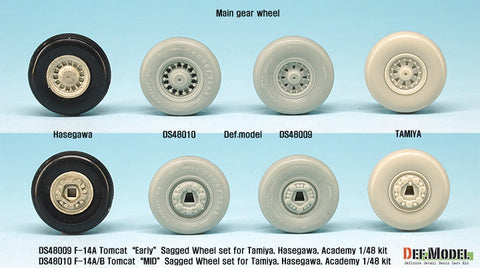 DEFモデル DS48009 1/48 F-14A トムキャット 初期型自重変形タイヤセット(タミヤ/ハセガワ用)