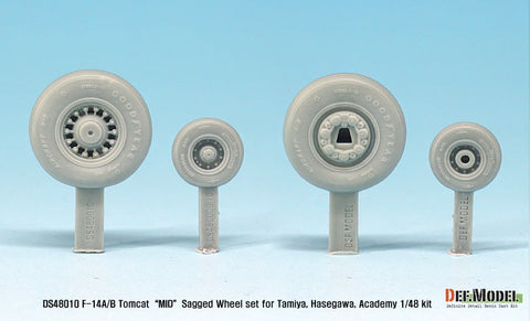 DEFモデル DS48010 1/48 F-14A/B トムキャット 中期型自重変形タイヤセット (タミヤ/ハセガワ用)