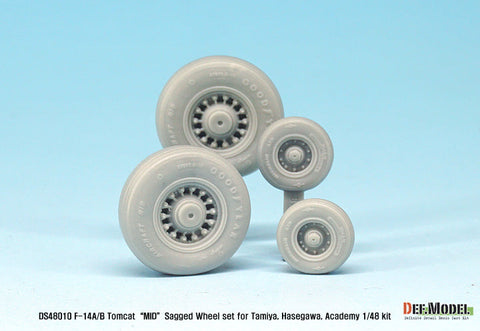 DEFモデル DS48010 1/48 F-14A/B トムキャット 中期型自重変形タイヤセット (タミヤ/ハセガワ用)