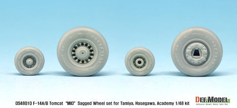 DEFモデル DS48010 1/48 F-14A/B トムキャット 中期型自重変形タイヤセット (タミヤ/ハセガワ用)