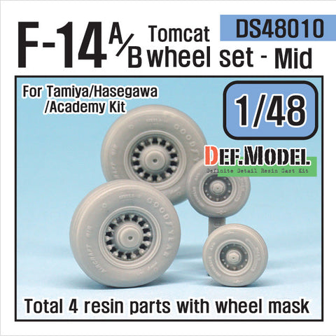 DEFモデル DS48010 1/48 F-14A/B トムキャット 中期型自重変形タイヤセット (タミヤ/ハセガワ用)