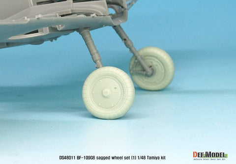 DEFモデル DS48011 1/48 メッサーシュミット Bf109G-6自重変形タイヤセット1 (タミヤ/ 他キット用)