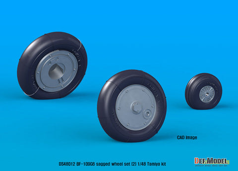 DEFモデル DS48012 1/48 メッサーシュミット Bf109G-6自重変形タイヤセット2 (タミヤ/他キット用)