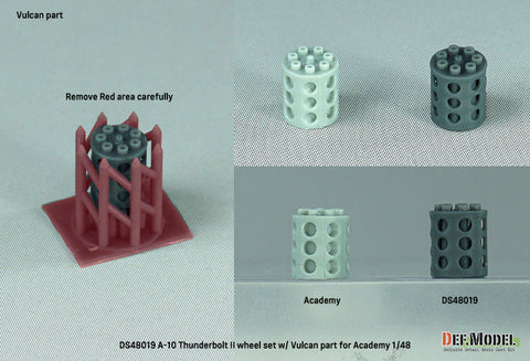 DEFモデル DS48019 1/48 A-10 サンダーボルトII 自重変形タイヤセット 機関砲砲口付 (アカデミー用)