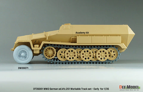 DEFモデル DT35001 1/35 WWII ドイツ Sd.kfz.251用初期型可動履帯セット (各社対応)