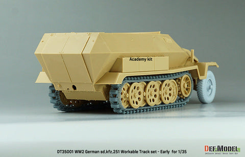 DEFモデル DT35001 1/35 WWII ドイツ Sd.kfz.251用初期型可動履帯セット (各社対応)