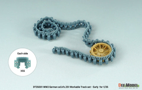 DEFモデル DT35001 1/35 WWII ドイツ Sd.kfz.251用初期型可動履帯セット (各社対応)