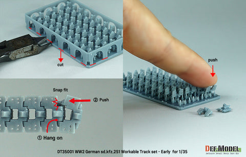 DEFモデル DT35001 1/35 WWII ドイツ Sd.kfz.251用初期型可動履帯セット (各社対応)