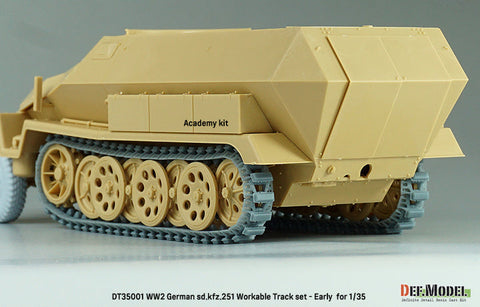 DEFモデル DT35001 1/35 WWII ドイツ Sd.kfz.251用初期型可動履帯セット (各社対応)