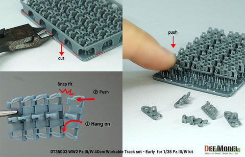 DEFモデル DT35003 1/35 WWII ドイツ III/IV号戦車用 40cm初期型可動履帯セット (各社対応)