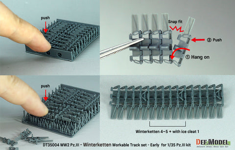 DEFモデル DT35004 1/35 WWII ドイツ III号戦車用 40cm可動履帯セット 冬季用ヴィンターケッテ (各社対応)