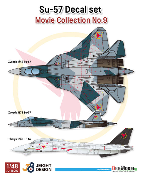DEFモデル JD48003 1/48/1/72 Su-57 デカールセット - ムービーコレクション No.9 (1/48 ズベズダ/ タミヤ/ 1/72 ズベズダ用)