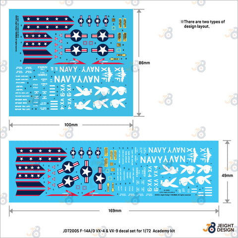 DEFモデル JD72005 1/72 F-14A/D VX-4・VX-9 デカールセット(アカデミー用)