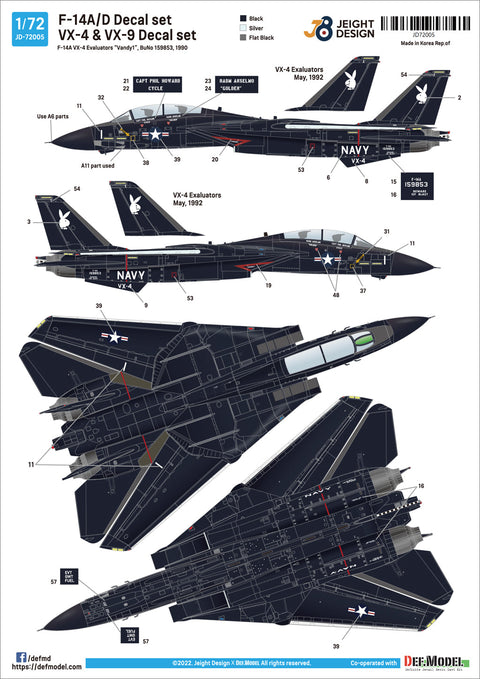 DEFモデル JD72005 1/72 F-14A/D VX-4・VX-9 デカールセット(アカデミー用)