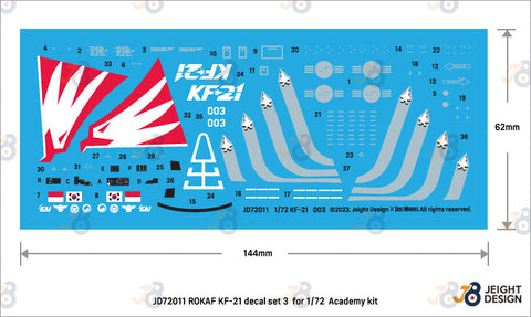 DEFモデル JD72011 1/72 韓国空軍 KF-21 ポラメ 3 - フライトテスト No.003 サチョン2023 (アカデミー用)