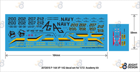 DEFモデル JD72015 1/72 F-14A VF-142 デカールセット(アカデミー用)