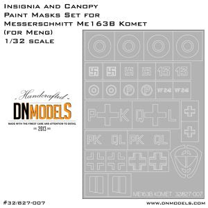 DNモデル 32/827-007 1/32 Me-163B コメット 記章+キャノピー用ペイントマスク(モンモデル QS-001用)