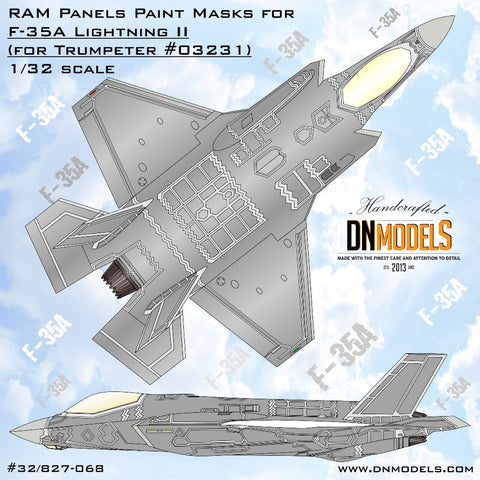 DNモデル 32/827-068 1/32 トランペッター 1/32 F-35A ライトニング II RAMパネル ペイントマスクセット(トランぺッター 03231用)