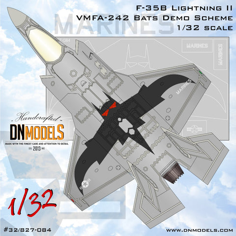 DNモデル 32/827-084 1/32 ロッキード F-35B ライトニング II VMFA-242 バットデモスキーム(トランぺッター用)