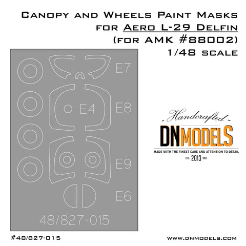 DNモデル 48/827-015 1/48 エアロ L-29 デルフィンのキャノピーとホイールのペイントマスク(AMK 88002用)
