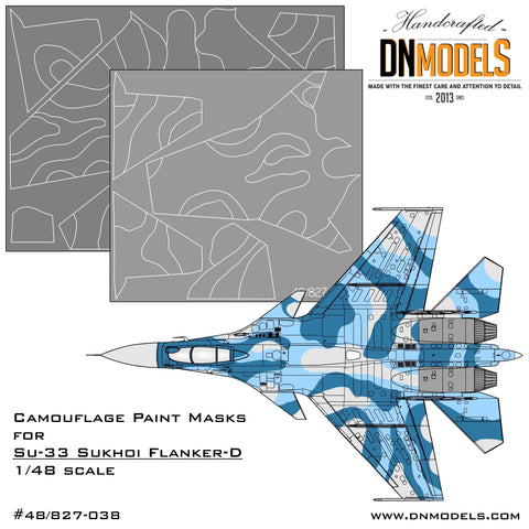 DNモデル 48/827-038 1/48 Su-33 フランカーD用迷彩塗装マスク(キネティック K48062,ホビーボス 81761 ,アビエーションアート用)