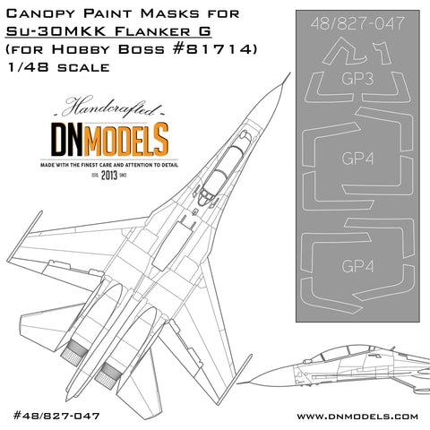DNモデル 48/827-047 1/48 Su-30MKKフランカーGのキャノピー塗装マスク(ホビーボス 81714用)