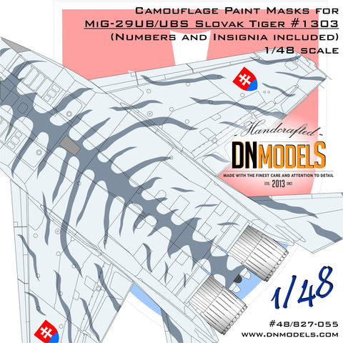 DNモデル 48/827-055 1/48 スロバキア タイガー迷彩 MiG-29UB/UBS フルクラムB ペイントマスクセット(全キット用)