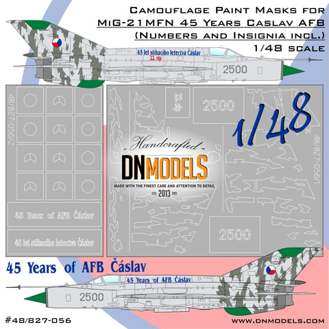 DNモデル 48/827-056 1/48 MiG-21MFN カスラフ空軍基地 チェコ タイガー迷彩塗装マスク(全キット用)
