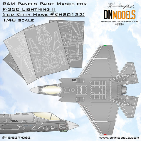 DNモデル 48/827-062 1/48 RAMパネル,米海軍F-35CライトニングII用塗装マスク(キティホーク KH80132用)