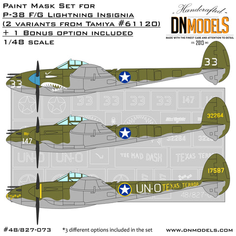 DNモデル 48/827-073 1/48 P-38 ライトニング マークペイントマスクセット+ボーナスマーキング(タミヤ61120用)