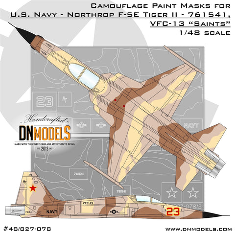 DNモデル 48/827-078 1/48 アメリカ海軍 ネバダ州ファロン海軍航空基地 F-5E VFC-13"セインツ"アグレッサー 迷彩塗装マスク(全キット用)